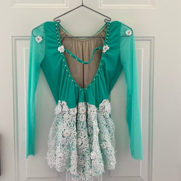Custom Lyrical Dance Costume-Mint Leotard with Lace Skirt - Picture 5 of 6